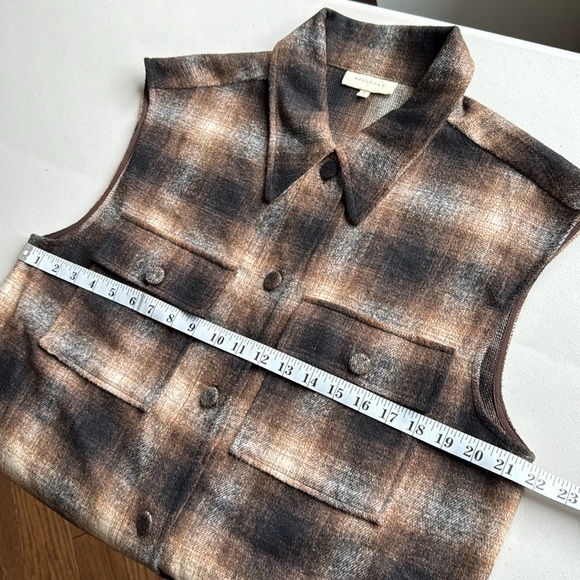 Mellowday Plaid Brown Flannel Vest Wool Blend Size M - Picture 9 of 13